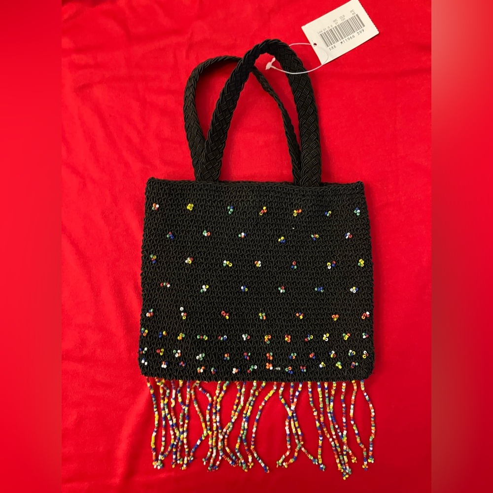 Beaded black mini bag